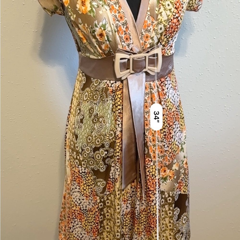 Taylor Yellow and Orange Flutter Sleeve Sundress Small